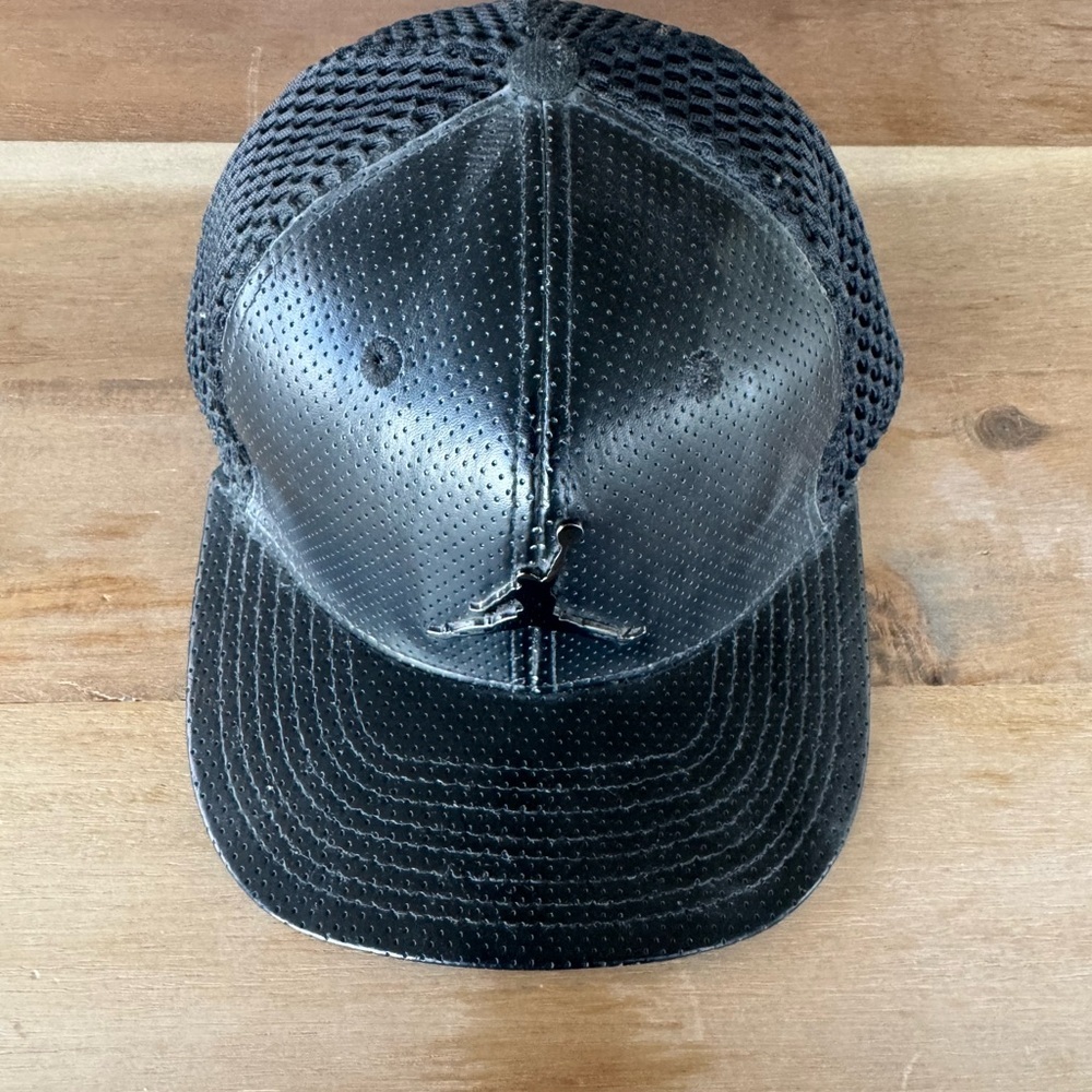 Jordan Kids Black Vegan Leather Cap with Mesh